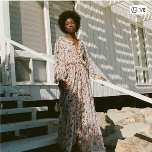 Doen Marlene Floral Silk Georgette Maxi Dress Size Small NWT $798